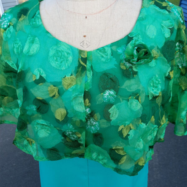 Genuine Vintage Full Length Polyester Dress Green size L (VC-016) - Image 4