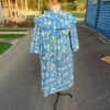 Vintage House Coat Cotton Blue size XL by May Belle  (VC-019) - Image 2