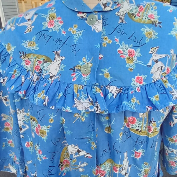 Vintage House Coat Cotton Blue size XL by May Belle  (VC-019) - Image 3