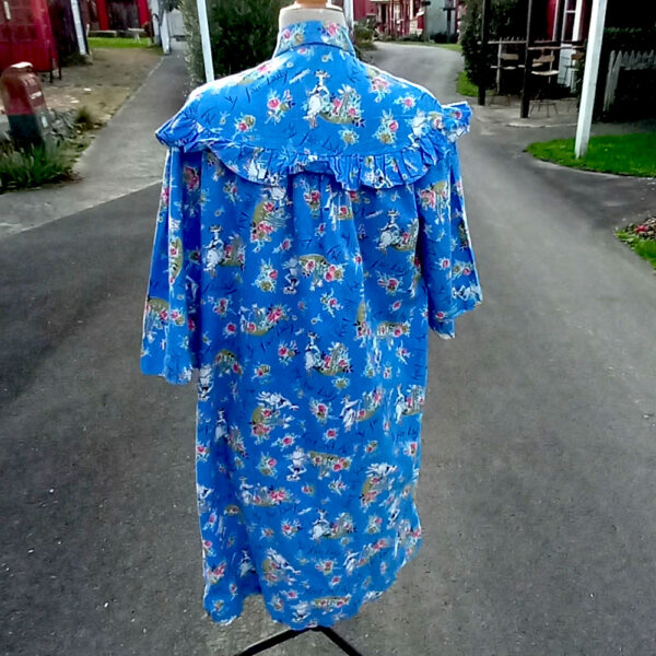 Vintage House Coat Cotton Blue size XL by May Belle  (VC-019) - Image 4
