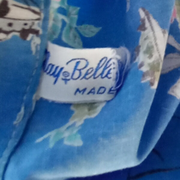 Vintage House Coat Cotton Blue size XL by May Belle  (VC-019) - Image 5