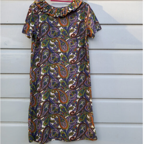 Vintage Dress Paisley Polyester size M-L (VC-020) - Image 5