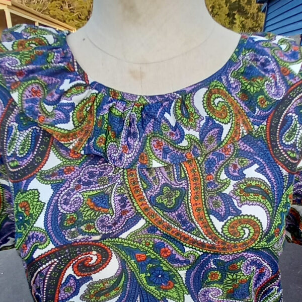 Vintage Dress Paisley Polyester size M-L (VC-020) - Image 2