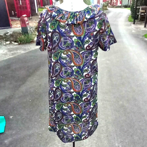 Vintage Dress Paisley Polyester size M-L (VC-020)