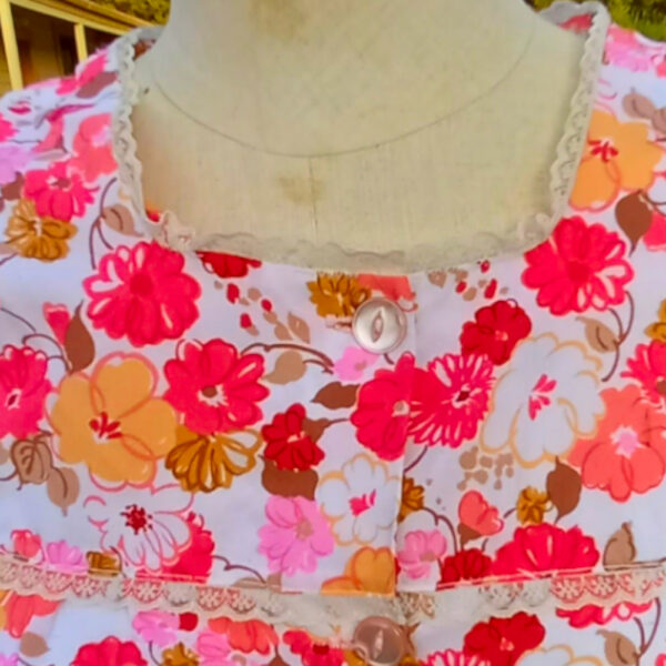 Vintage Full Length Shirt Dress with Cap Sleeves Floral size L (VC-021) - Image 3