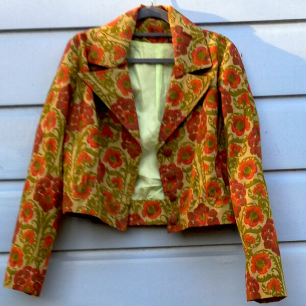 Vintage Full Length Co-Ord Dress with Jacket Green/Orange size M-L (VC-023) - Image 3