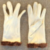 Vintage Gloves Light Cream with Faux Fur (VC-026)