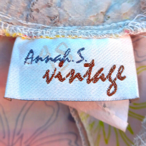 Annah S Vintage Sleeveless Dress White with Floral Design size S (VC-029) - Image 5