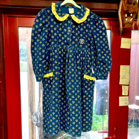 Bloom Girls Dress Corduroy Blue with Floral Pattern size 6 (VC-046)