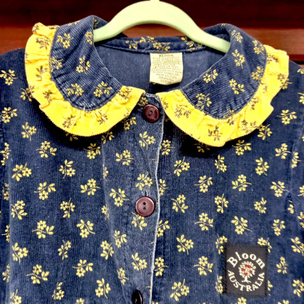 Bloom Girls Dress Corduroy Blue with Floral Pattern size 6 (VC-046) - Image 3