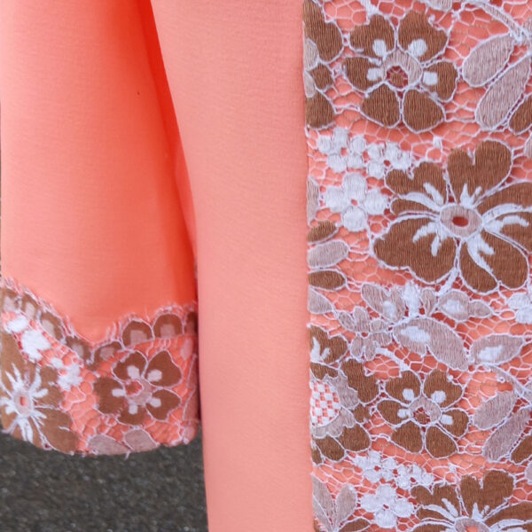 Vintage Full Length Polyester Dress Apricot size M-L (VC-031) - Image 3