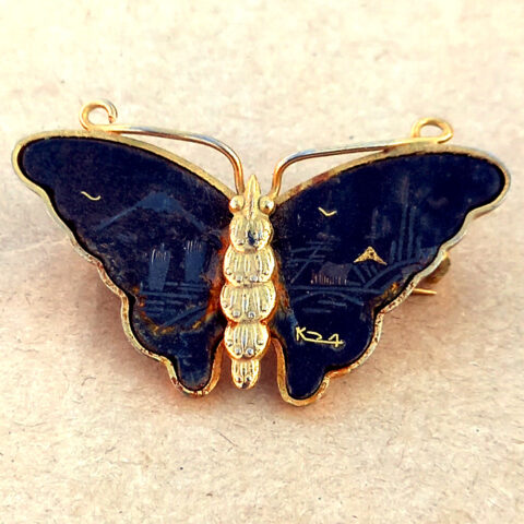 Vintage Japanese Damascene K24 Butterfly Brooch (VCAJ-001)