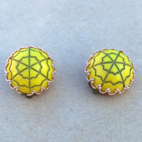 Vintage Yellow and Gold Tone Clip-on Earrings (VCAJ-002)