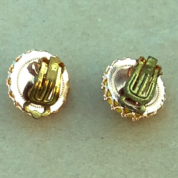 Vintage Yellow and Gold Tone Clip-on Earrings (VCAJ-002) - Image 2