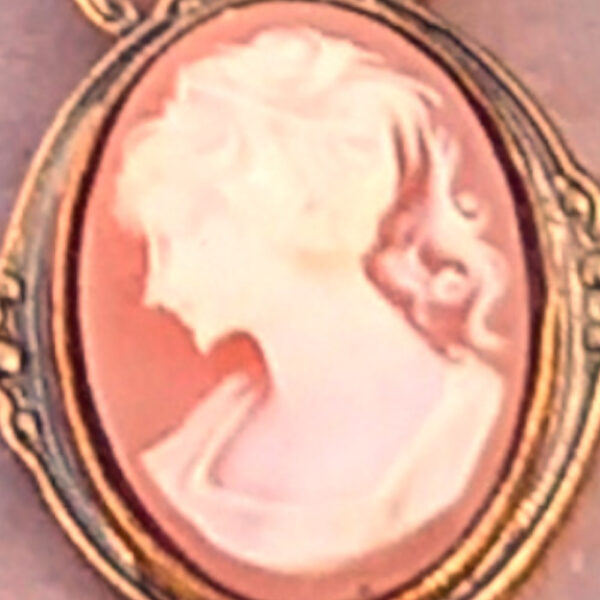 Vintage Faux Cameo and Pearl Dangle Brooch (VCAJ-004) - Image 3