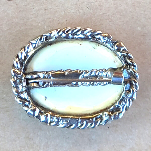 Vintage Oval White Glass Brooch (VCAJ-008) - Image 2