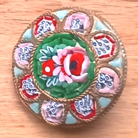 Vintage Italian Floral Micro Mosaic Brooch (VCAJ-019)