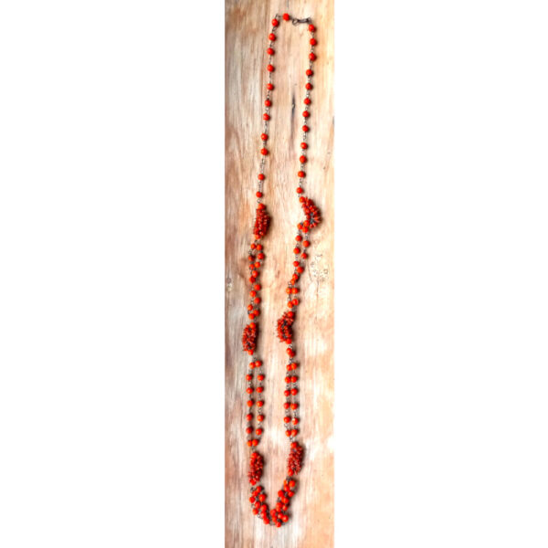 Vintage Orange Glass Beads Necklace (VCAJ-020) - Image 2