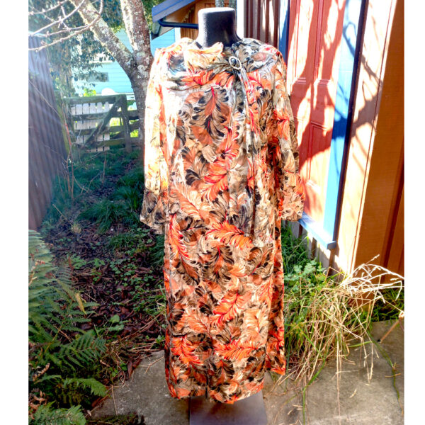 Vintage Polyester Dress Orange/Brown/Black size L-XL (VCD-001) - Image 2