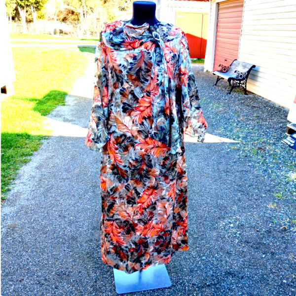 Vintage Polyester Dress Orange/Brown/Black size L-XL (VCD-001) - Image 8