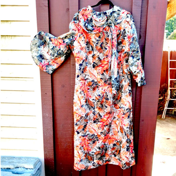 Vintage Polyester Dress Orange/Brown/Black size L-XL (VCD-001)