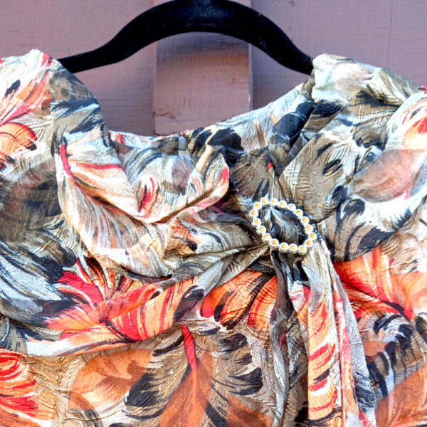 Vintage Polyester Dress Orange/Brown/Black size L-XL (VCD-001) - Image 3