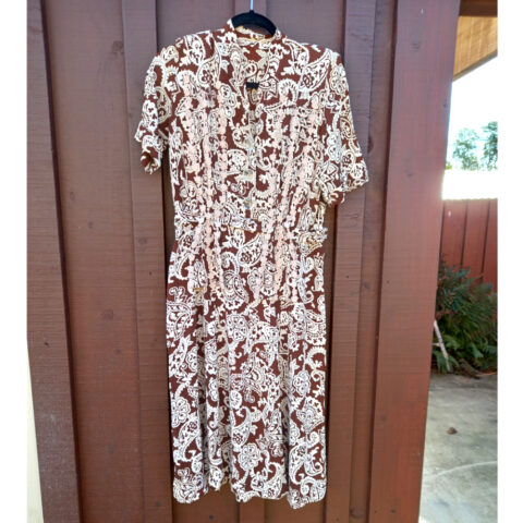 1980s Dress Brown with Belt and Shoulder Pads size S-M (VCD-003)