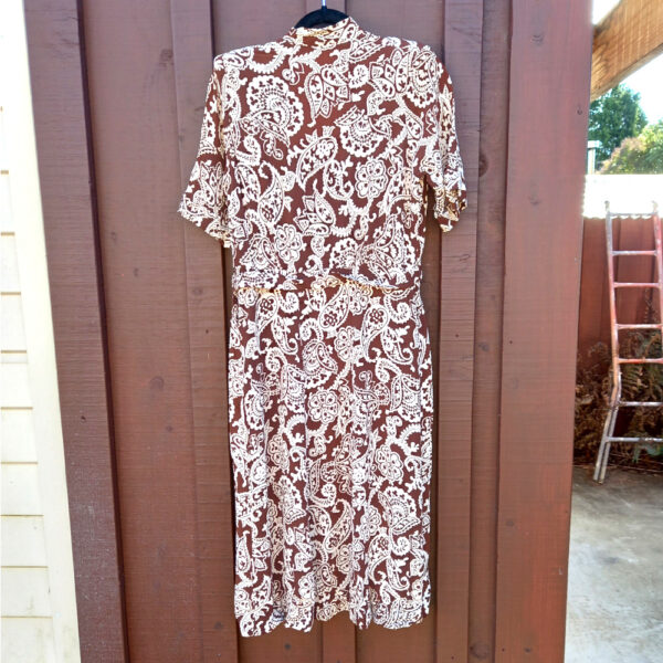 1980s Dress Brown with Belt and Shoulder Pads size S-M (VCD-003) - Image 5