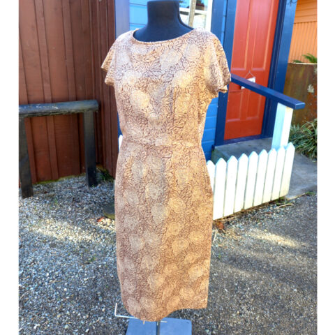 Vintage Sleeveless Dress with Gold Lame Pattern size L (VCD-004)