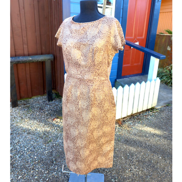 Vintage Sleeveless Dress with Gold Lame Pattern size L (VCD-004)