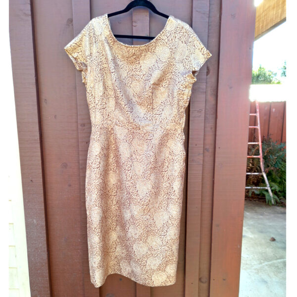 Vintage Sleeveless Dress with Gold Lame Pattern size L (VCD-004) - Image 2