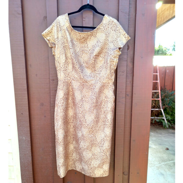 Vintage Sleeveless Dress with Gold Lame Pattern size L (VCD-004) - Image 3