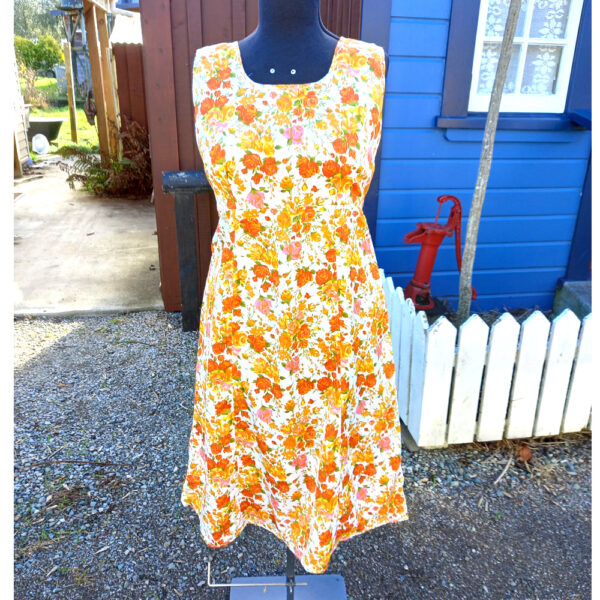 Vintage Floral Sleeveless Dress size S (VCD-005)