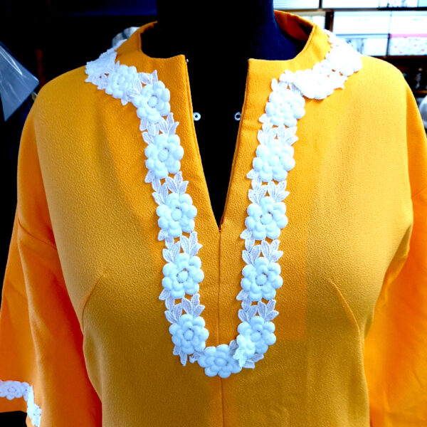Vintage Full Length Polyester Dress Orange size M (VCD-007) - Image 2