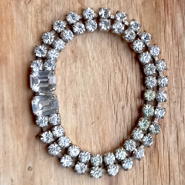 Vintage Double-Row Rhinestone (Strass) Bracelet (VCAJ-026) - Image 3