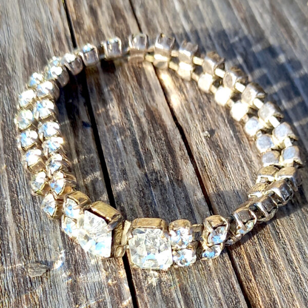 Vintage Double-Row Rhinestone (Strass) Bracelet (VCAJ-026) - Image 2