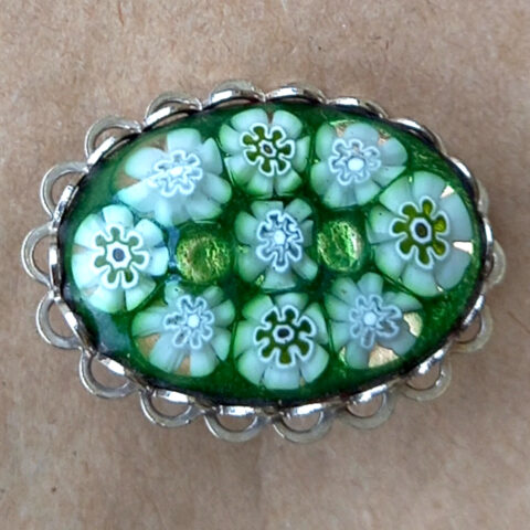 Vintage Oval Millefiori Glass Brooch (VCAJ-030)