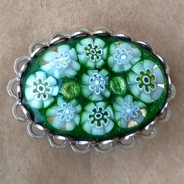 Vintage Oval Millefiori Glass Brooch (VCAJ-030)