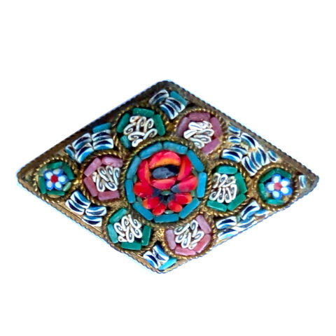 Vintage Italian Floral Micro Mosaic Brooch (VCAJ-033)