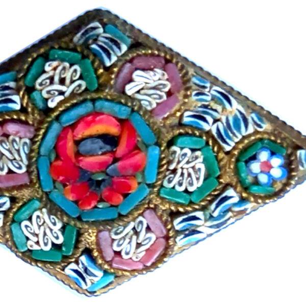 Vintage Italian Floral Micro Mosaic Brooch (VCAJ-033) - Image 4