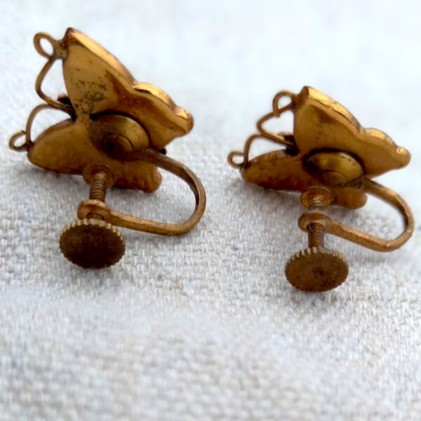 Vintage Damascene K24 Butterfly Earrings Screwback (VCAJ-041) - Image 2