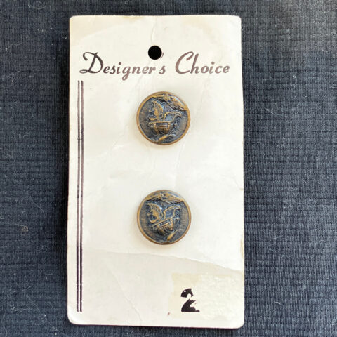 12mm Vintage Designer’s Choice Buttons Metal on Card x2 (BUT-024)