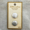 15mm Vintage Streamline Personality Buttons Silver on Card x2 (BUT-033)