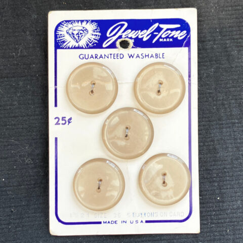 22mm Vintage Jewel-Tone Buttons Cream x5 On Card (BUT-036)