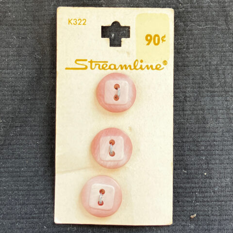 15mm Vintage Streamline Buttons Pink on Card x3 (BUT-039)