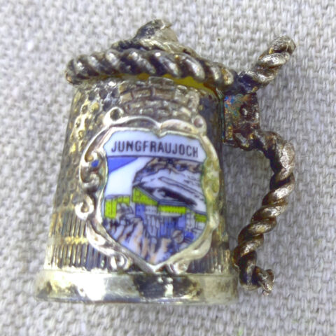 Jungfraujoch Vintage Metal Thimble Shaped Like German Beer Stein (MIS-018)