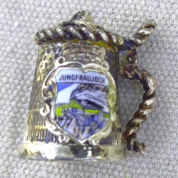 Jungfraujoch Vintage Metal Thimble Shaped Like German Beer Stein (MIS-018)