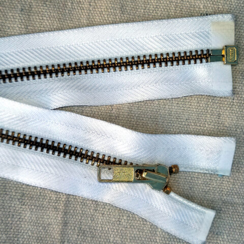 YKK #5 Open End Zipper Metal White 760mm long (MIS-022)
