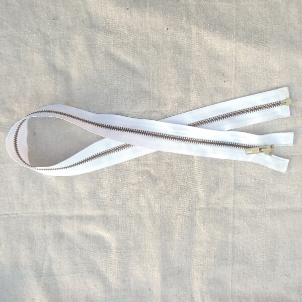 YKK #5 Open End Zipper Metal White 760mm long (MIS-022) - Image 2