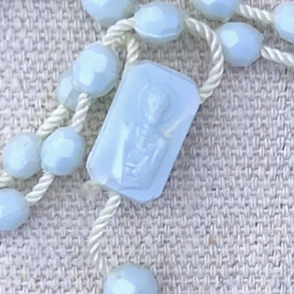 1960s Vintage Rosary Crucifix Pendant White (SANT-008) - Image 3